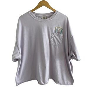 Comfort Colors Short Sleeve Flower Pocket Tee Lavender 3X